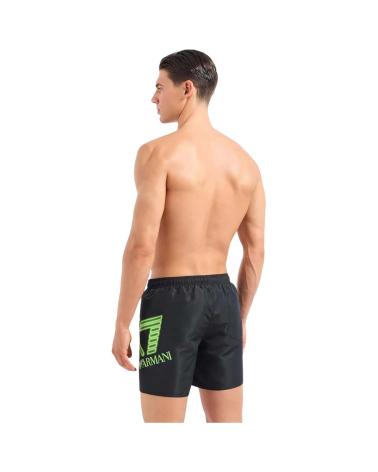 EMPORIO ARMANI BLACK SWIM BOXER WITH NEON LOGO NEGRO