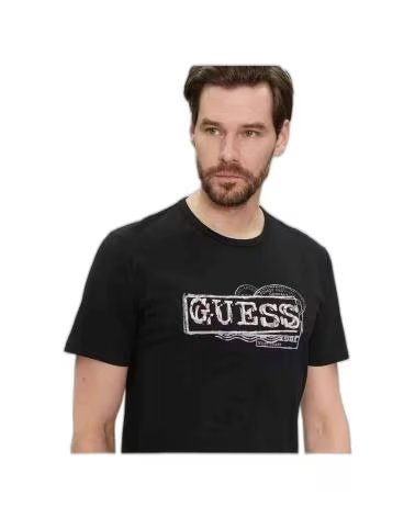 GUESS T-SHIRT BOX LOGO NOIR POUR HOMME NEGRO