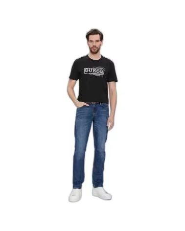 GUESS T-SHIRT BOX LOGO NOIR POUR HOMME NEGRO