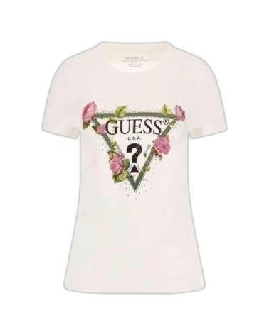 GUESS CAMISETA FLORAL TRIANGLE BLANCO