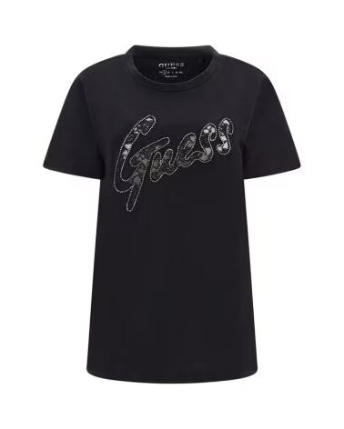 GUESS CAMISETA LACE LOGO PARA MUJER NEGRO
