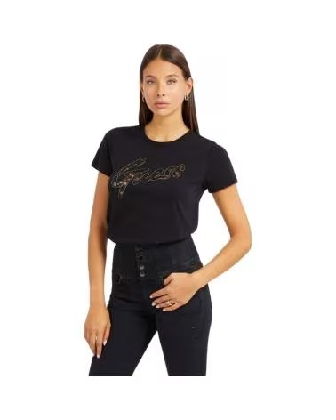 GUESS CAMISETA LACE LOGO PARA MUJER NEGRO