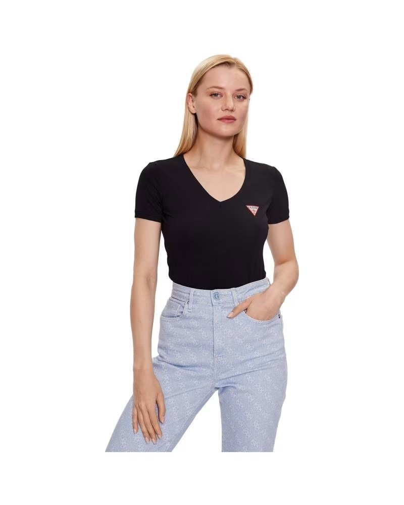 GUESS T-SHIRT MINI TRIANGLE MANCHES COURTES POUR FEMME NEGRO