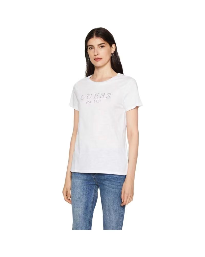 GUESS CAMISETA 1981 CRYSTAL PARA MUJER BLANCO