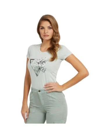 GUESS CAMISETA FLOWER TRIANGLE PARA MUJER VERDE