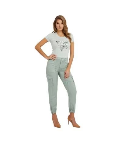 GUESS CAMISETA FLOWER TRIANGLE PARA MUJER VERDE