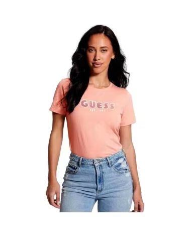 GUESS T-SHIRT SHADED LOGO ROSE POUR FEMME ROSA
