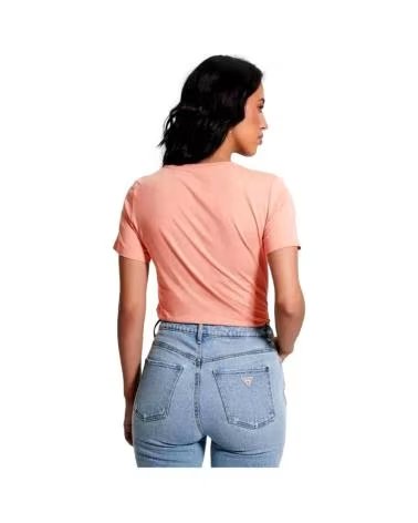 GUESS T-SHIRT SHADED LOGO ROSE POUR FEMME ROSA