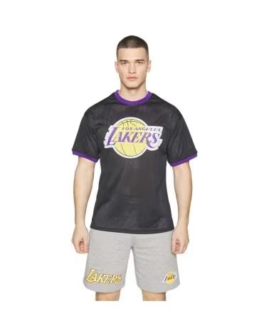 NEW ERA T-SHIRT NBA LAKERS TEAM LOGO MESH NOIR NEGRO