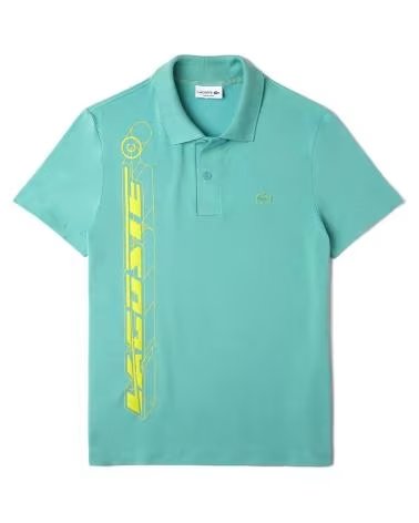 POLO LACOSTE VERT POUR HOMME AVEC IMPRIMÉ DE LETTRES VERDE