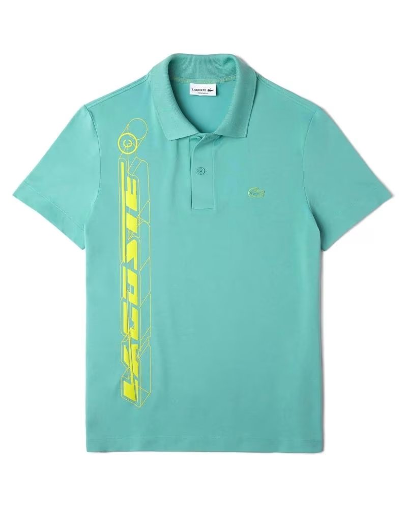 POLO LACOSTE VERT POUR HOMME AVEC IMPRIMÉ DE LETTRES VERDE