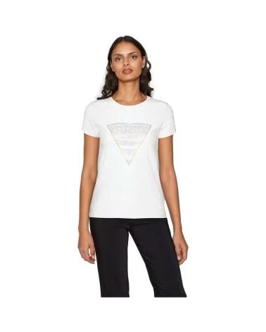 GUESS CAMISETA TRIANGLE CRYSTAL MUJER BLANCO