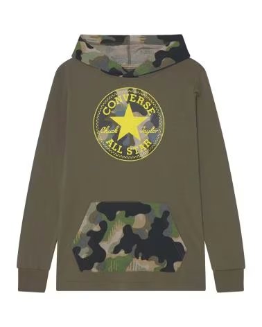 SWEAT À CAPUCHE CONVERSE UTILITY VERT CAMOUFLAGE POUR ENFANTS VERDE