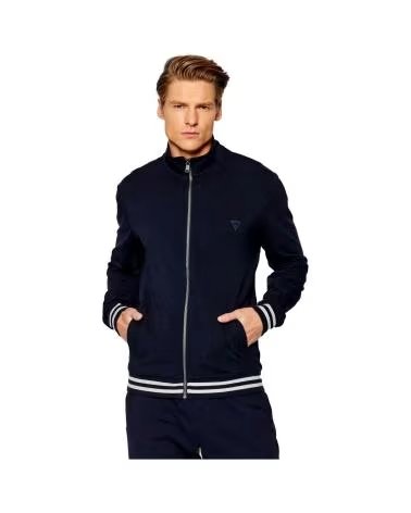 GUESS SUDADERA AL TRUCK FLEECE EN COLOR PARA HOMBRE AZUL