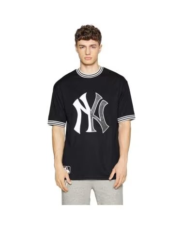 NEW ERA TEAM LOGO OVERSIZED MESH BLACK T-SHIRT FOR MEN NEGRO
