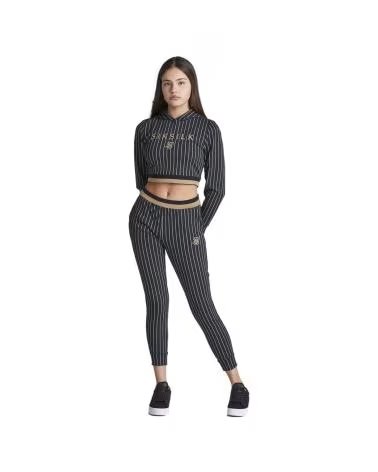 SIKSILK SUDADERA BASEBALL STRIPED CRPPED HOODIE EN COLOR PARA NEGRO