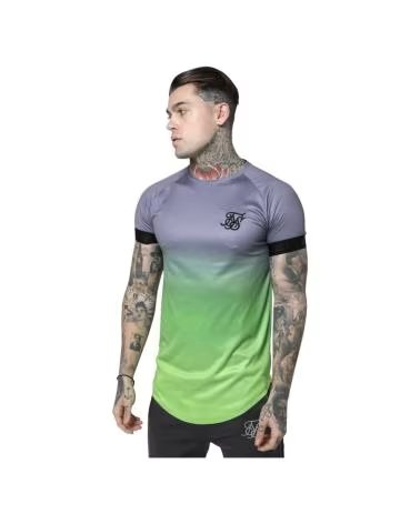 SIKSILK S-S FADE OUT TECH TEE EN COLOR PARA GREY AMP AMP NEON GREEN