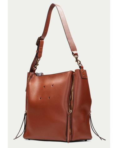HISPANITAS BI243537 LEATHER SHOULDER BAG IN BROWN BROWN