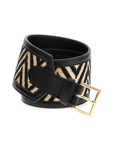 CINTURA GUESS SILVANA A VITA ALTA CON MOTIVO GEOMETRICO NERO BLACK