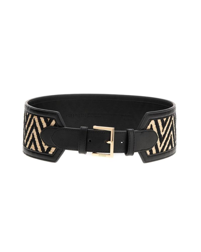 CINTURA GUESS SILVANA A VITA ALTA CON MOTIVO GEOMETRICO NERO BLACK