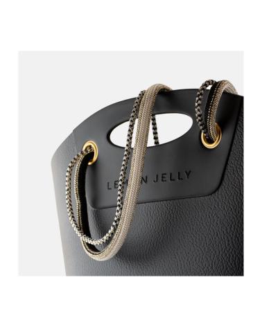 LEMON JELLY BLACK SILICONE TOTE BAG WITH BRAIDED HANDLES NEGRO