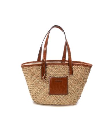 CARMELA BRAIDED RAFFIA HANDBAG WITH LEATHER COLOR HANDLES CUERO