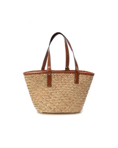 CARMELA HANDTASCHE AUS GEFLOCHTENEM BAST MIT LEDERFARBENEN GRIFFEN CUERO