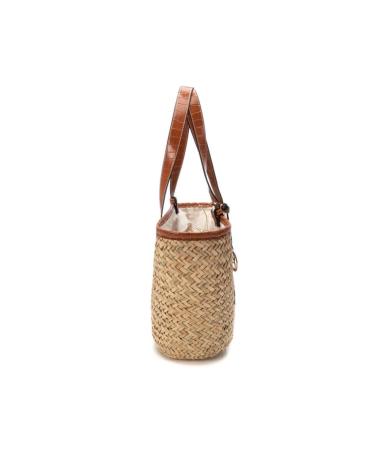 CARMELA HANDTASCHE AUS GEFLOCHTENEM BAST MIT LEDERFARBENEN GRIFFEN CUERO