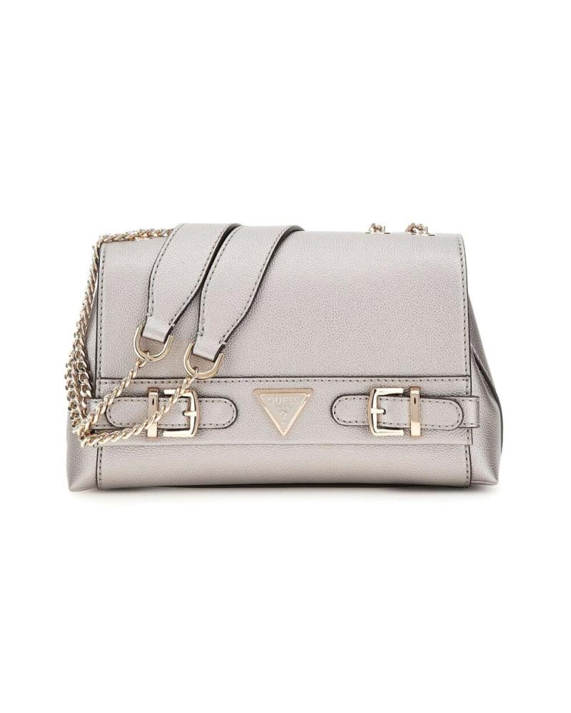 GUESS METALLIC HANDTASCHE IN STAHLGRAU MIT KETTE ACERO