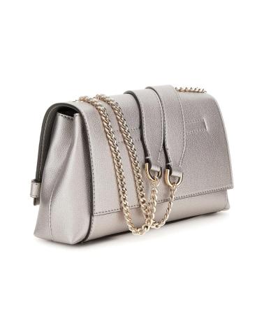 GUESS METALLIC HANDTASCHE IN STAHLGRAU MIT KETTE ACERO