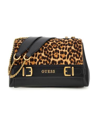 GUESS CROSSBODY BAG WITH LEOPARD PRINT AND CHAIN MULTICOLOR