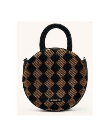 RUNDE HANDTASCHE GIOSEPPO PITTSON 75499-P AUS BAST MIT KAROMUSTER SCHWARZ NEGRO