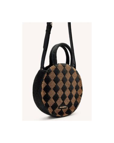 RUNDE HANDTASCHE GIOSEPPO PITTSON 75499-P AUS BAST MIT KAROMUSTER SCHWARZ NEGRO