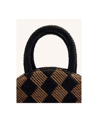 RUNDE HANDTASCHE GIOSEPPO PITTSON 75499-P AUS BAST MIT KAROMUSTER SCHWARZ NEGRO
