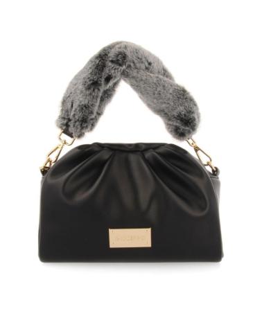 GIOSEPPO BOLSO BANDOLERA NEGRO CON ASA DE PELO SINTÉTICO Y CORREA AJUSTABLE NEGRO