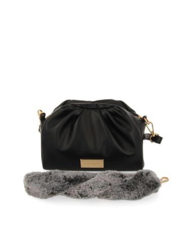 GIOSEPPO BOLSA TIRACOLO PRETA COM ALÇA DE PELO SINTÉTICO E ALÇA AJUSTÁVEL NEGRO