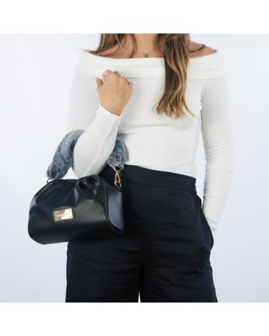 GIOSEPPO BOLSA TIRACOLO PRETA COM ALÇA DE PELO SINTÉTICO E ALÇA AJUSTÁVEL NEGRO
