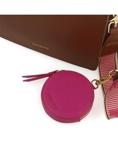 GIOSEPPO BROWN CROSSBODY BAG WITH FUCHSIA ROUND POUCH AND TWO-TONE STRAP MARRóN