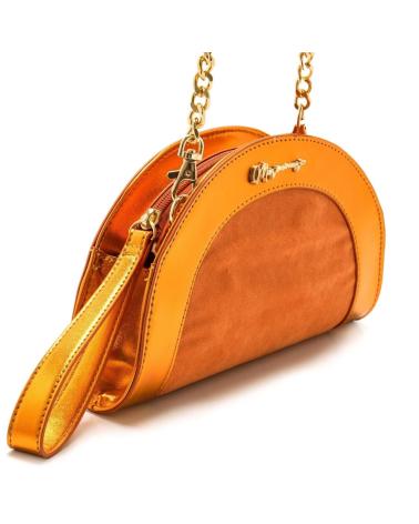 MARIA MARE ORANGE TRANSPARENTE HANDTASCHE MIT GOLDKETTE NARANJA