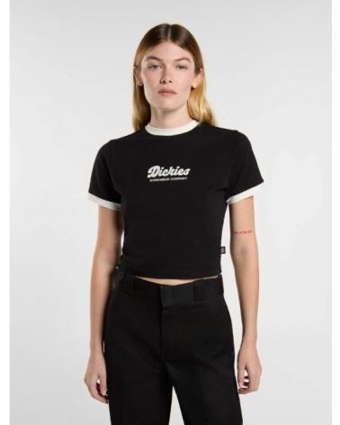 DICKIES CAMISETA CROPPED NEGRA CON RIBETE CONTRASTE Y LOGO NEGRO