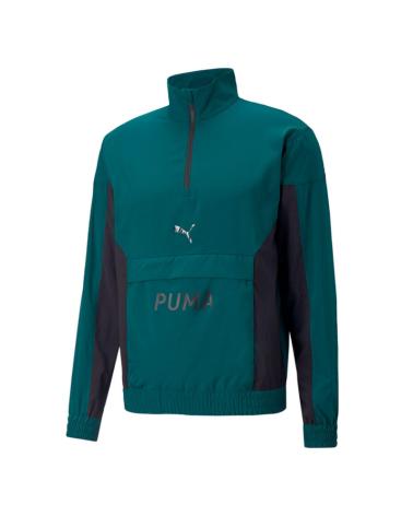 PUMA SPORTJACKE FIT WOVEN MIT HALB-REISSVERSCHLUSS - GRÜN VERDE