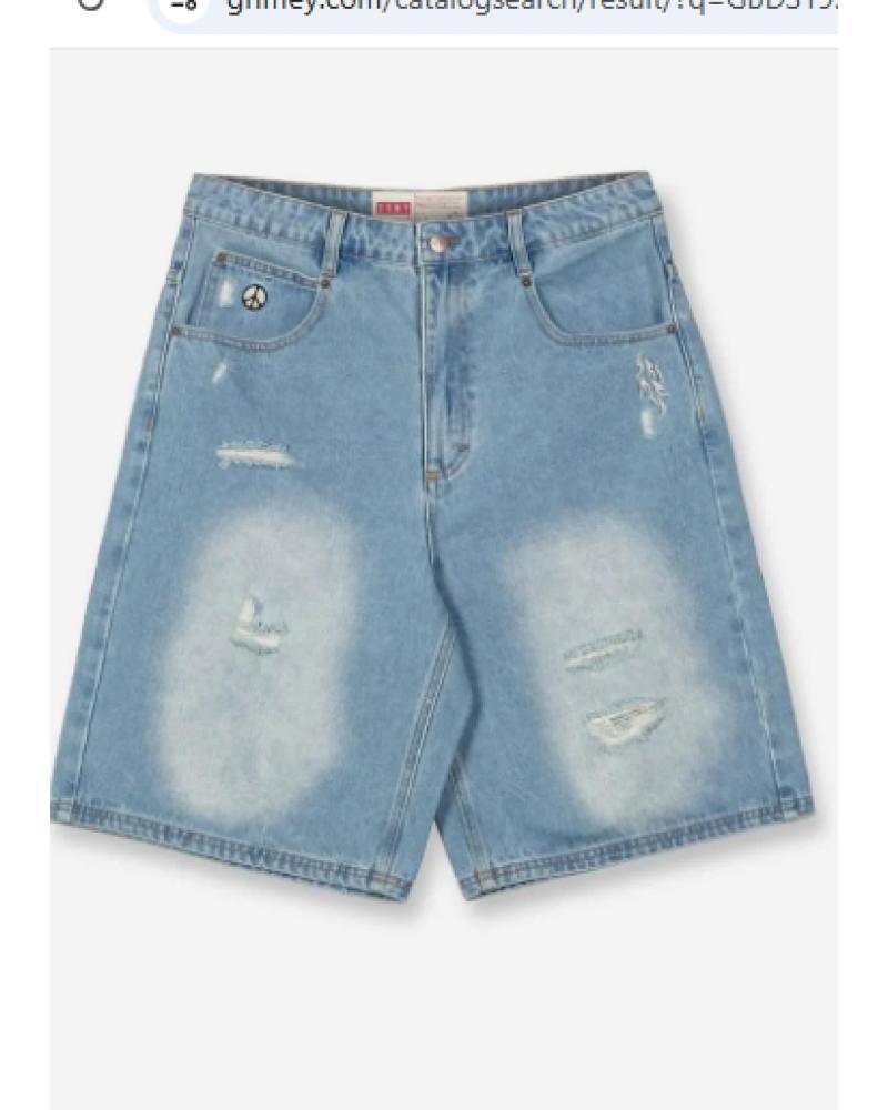 BERMUDA GRIMEY PEACE WITHIN BAGGY DENIM GASTADA AZUL AZUL