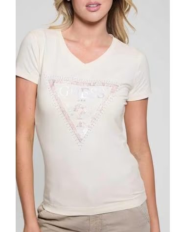 GUESS T-SHIRT PYTHON TRIANGLE BEIGE