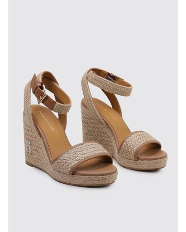 TOMMY HILFIGER TH ROPE HIGH WEDGE SANDAL BEIGE
