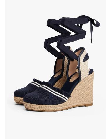TOMMY HILFIGER FRINGE CANVAS HIGH WEDGE MARINO