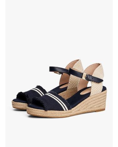 TOMMY HILFIGER FRINGE CANVAS MEDIUM WEDGE MARINO