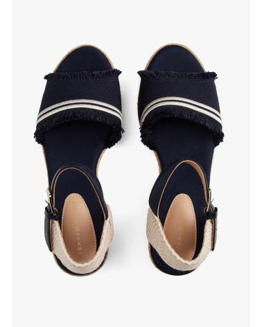 TOMMY HILFIGER FRINGE CANVAS MEDIUM WEDGE MARINO