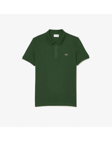 POLO LACOSTE MODELLO L1212 A MANICHE CORTE CON COLLO A COSTINE VERDE GREEN