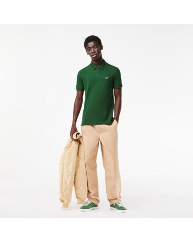 POLO LACOSTE MODÈLE L1212 À MANCHES COURTES COL CÔTELÉ VERT GREEN