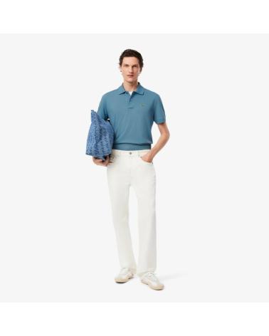 POLO LACOSTE L1212 À MANCHES COURTES COL CÔTELÉ, BLEU LMNE